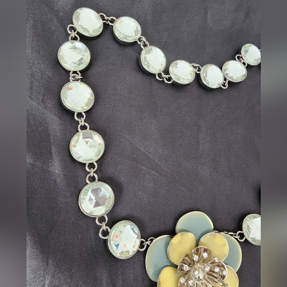 Auth Miu Miu Crystal Flower Yellow and Pale Blue Necklace - Picture 9 of 11